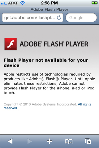 Устройства Apple не поддерживают flash